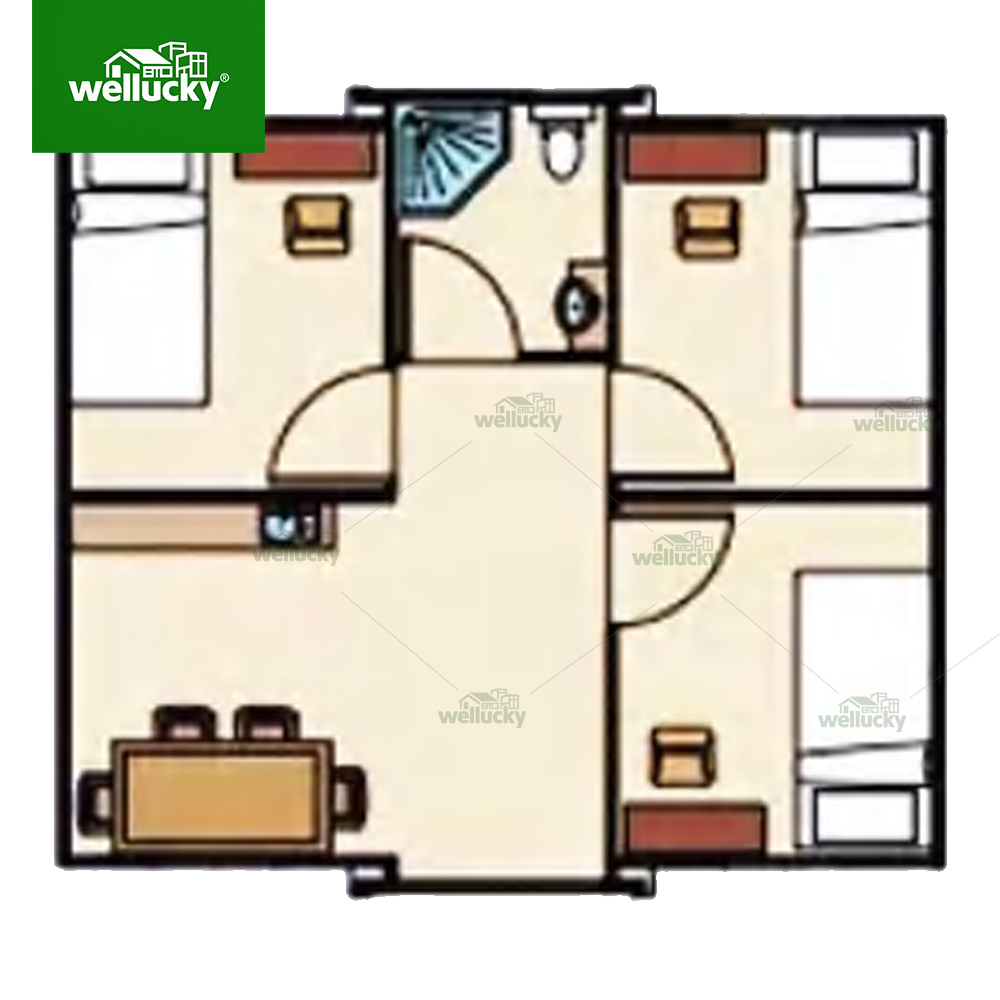 Expandable container house plan - 3 bedrooms 1 bathroom