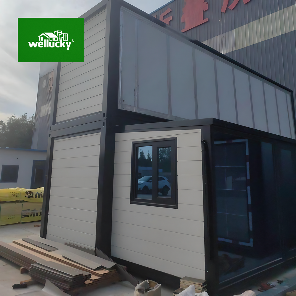 Exterior facade with doors and windows of Wellucky prefab house