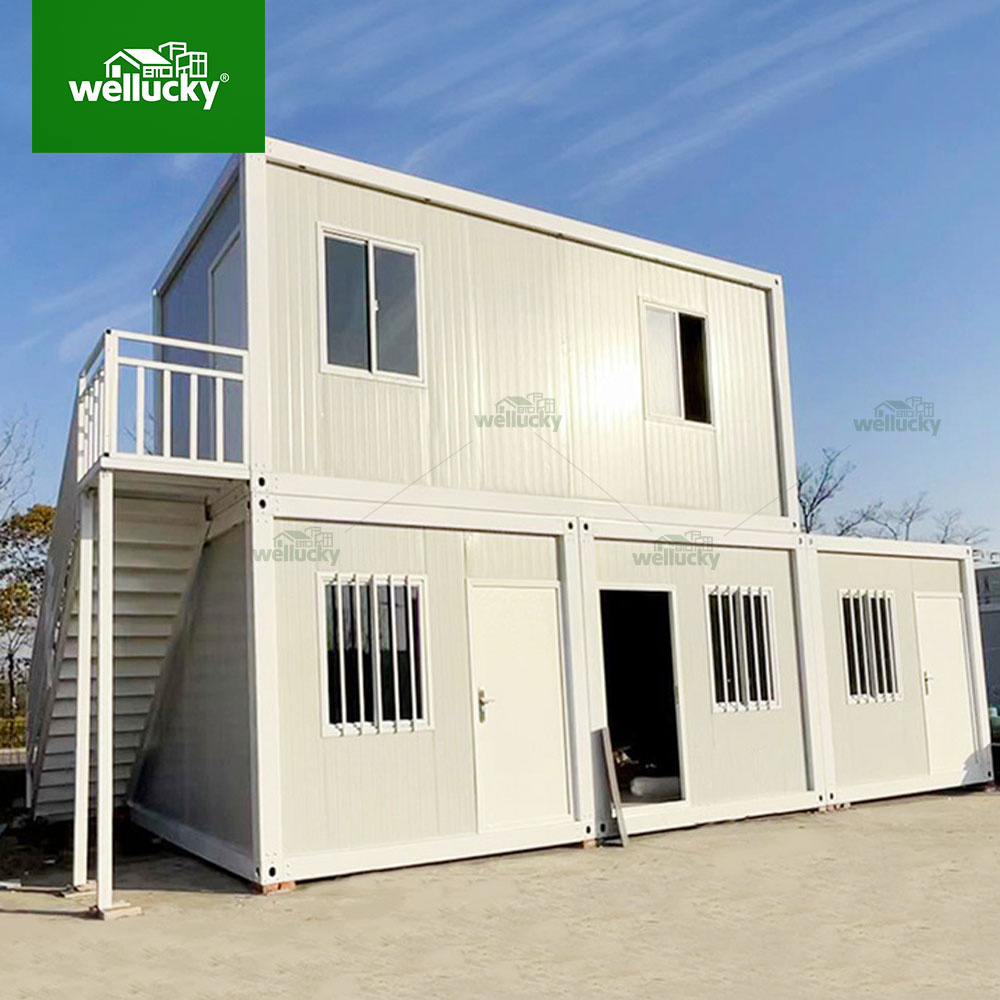 Two-story container building for office or dormitory applications