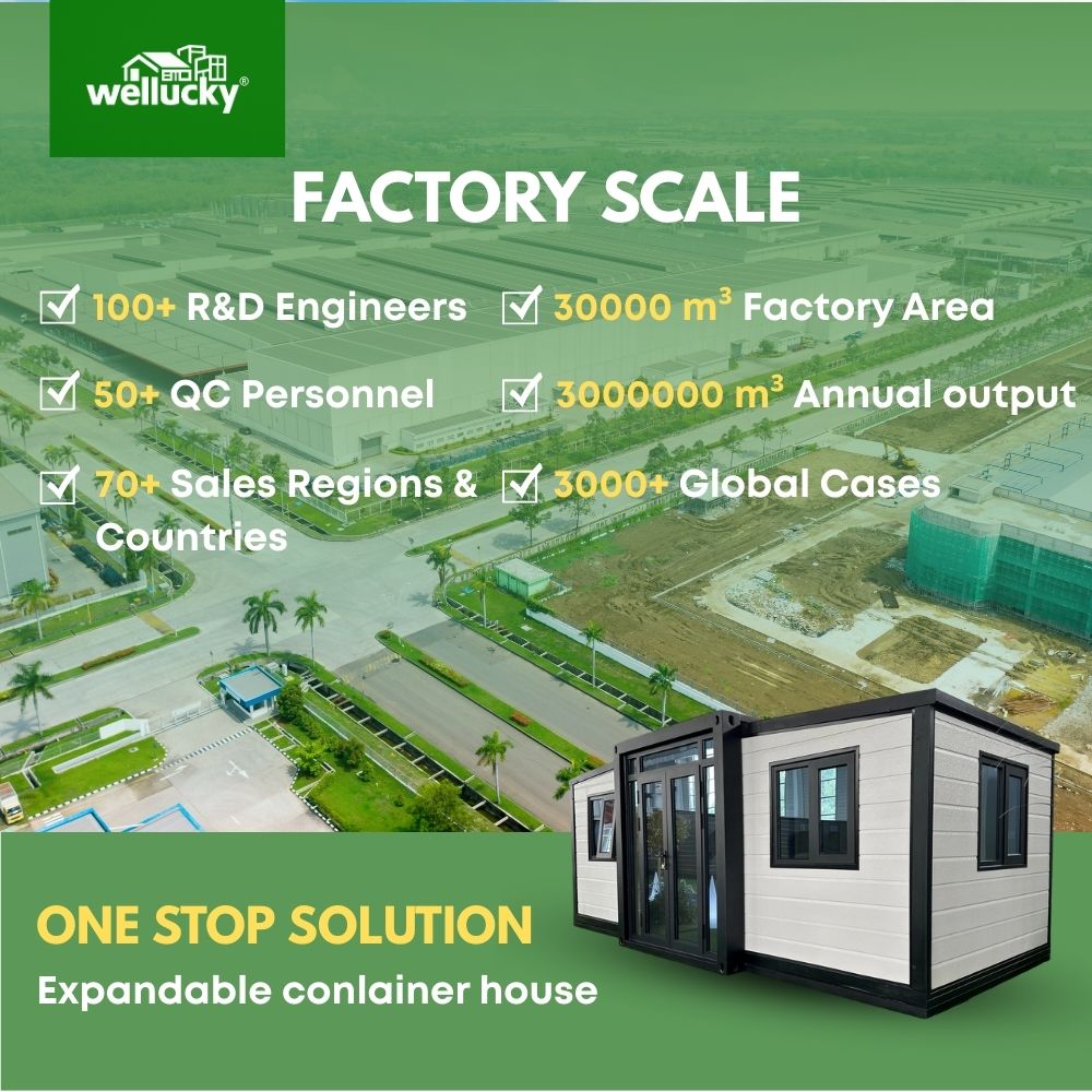 Wellucky luxury expandable container house – galvanized steel frame, double-roof waterproof, portable prefab modular home