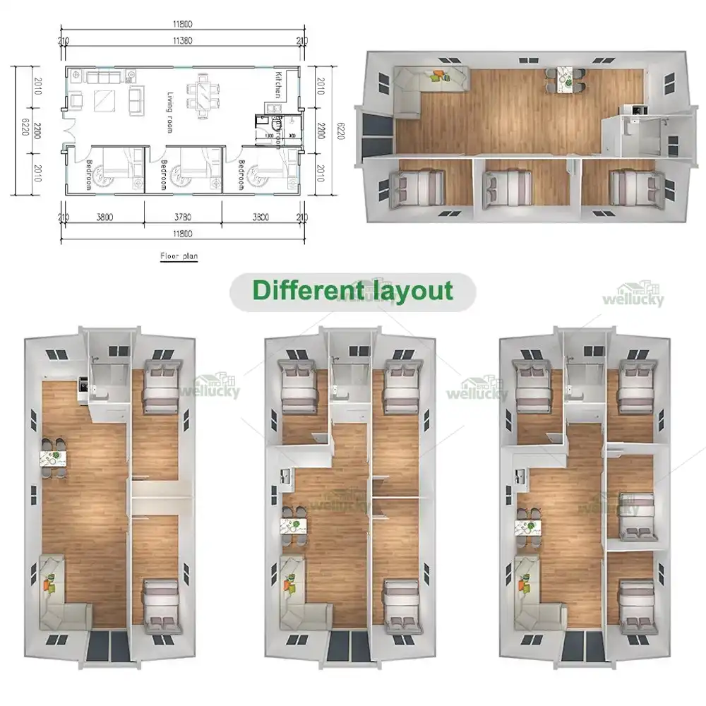 Wellucky 40FT expandable container house – different layout options