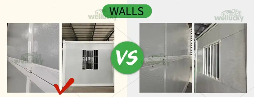 WALLS comparison: textured rock-wool panel vs flat rock-wool panel
